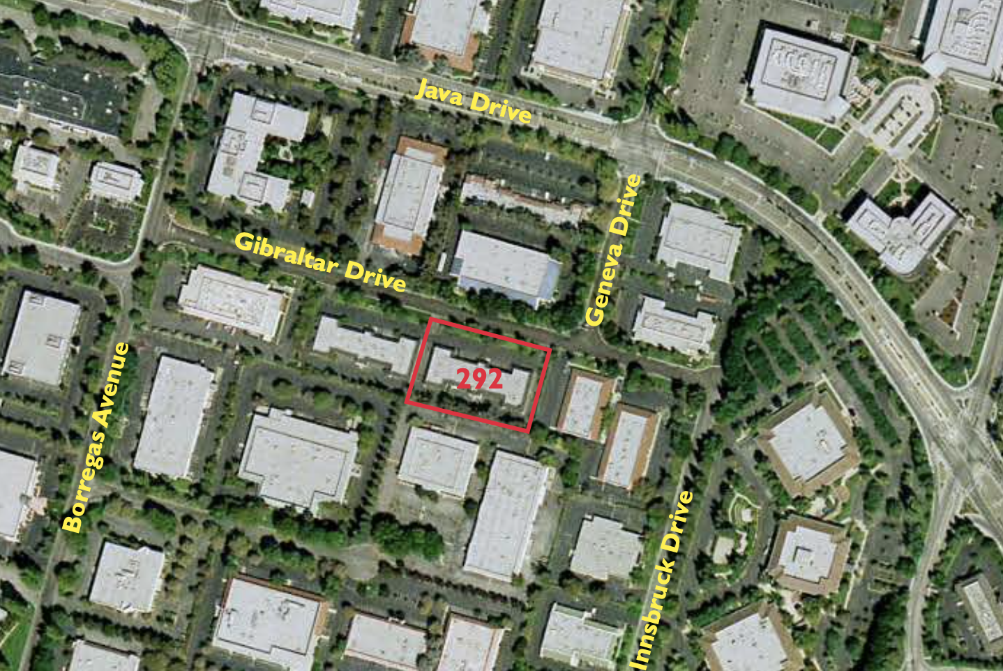 Aerial of 292 Gibaltar Drive, Sunnyvale, CA